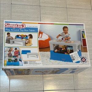 NEW 🆕 Simplay3 Play Around Toy Box Table and Storage - Blue and Gray